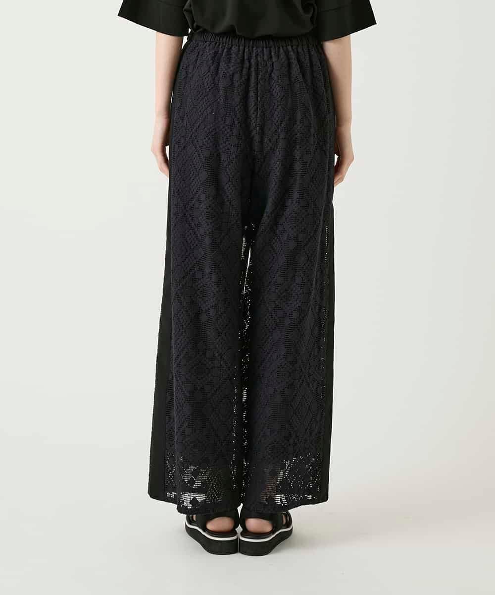 RBLGE30260 HIROKO BIS(ヒロコ ビス) ラッセルレースサイドラインフレアーパンツ ブラック