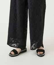 RBLGE30260 HIROKO BIS(ヒロコ ビス) ラッセルレースサイドラインフレアーパンツ ブラック