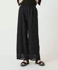 RBLGE30260 HIROKO BIS(ヒロコ ビス) ラッセルレースサイドラインフレアーパンツ ブラック