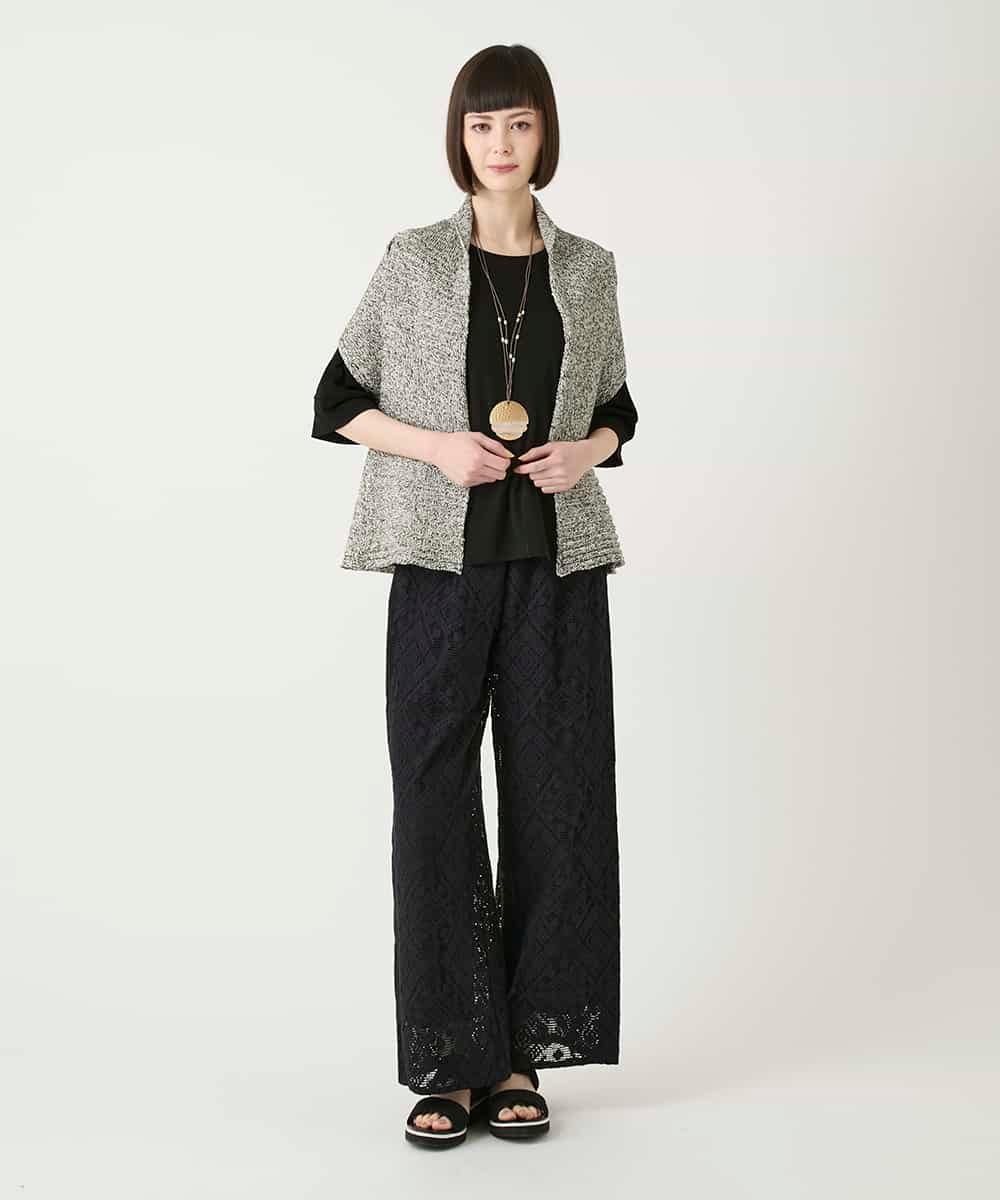 RBLGE30260 HIROKO BIS(ヒロコ ビス) ラッセルレースサイドラインフレアーパンツ ブラック