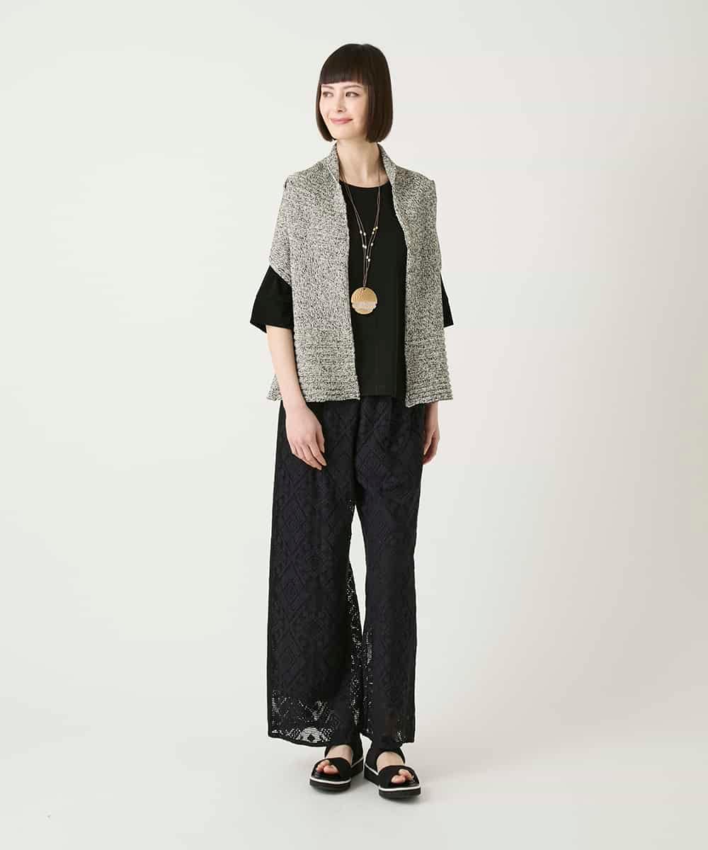 RBLGE30260 HIROKO BIS(ヒロコ ビス) ラッセルレースサイドラインフレアーパンツ ブラック