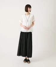 RBLGE58290 HIROKO BIS(ヒロコ ビス) 異素材ジョイントデザインワイドパンツ ネイビー