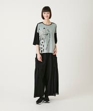 RBLGE58290 HIROKO BIS(ヒロコ ビス) 異素材ジョイントデザインワイドパンツ ネイビー