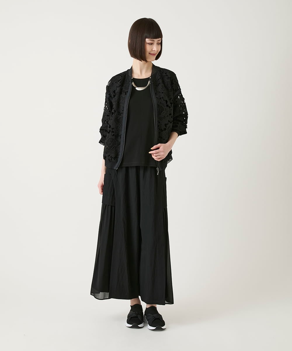 RBLGE58290 HIROKO BIS(ヒロコ ビス) 異素材ジョイントデザインワイドパンツ ネイビー