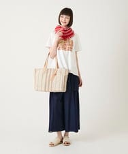 RBLGE58290 HIROKO BIS(ヒロコ ビス) 異素材ジョイントデザインワイドパンツ ネイビー