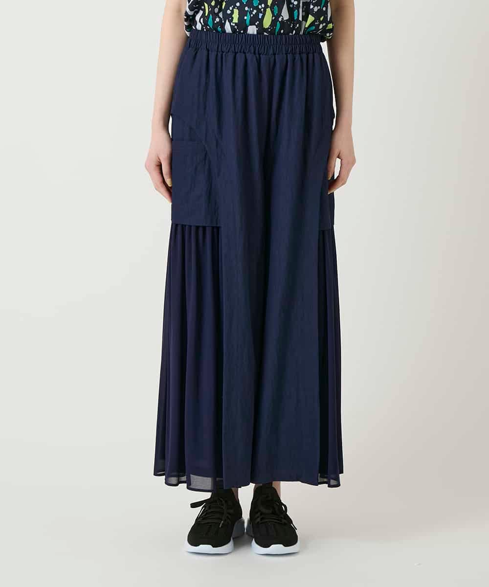 RBLGE58290 HIROKO BIS(ヒロコ ビス) 異素材ジョイントデザインワイドパンツ ネイビー