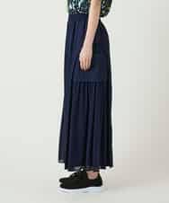 RBLGE58290 HIROKO BIS(ヒロコ ビス) 異素材ジョイントデザインワイドパンツ ネイビー