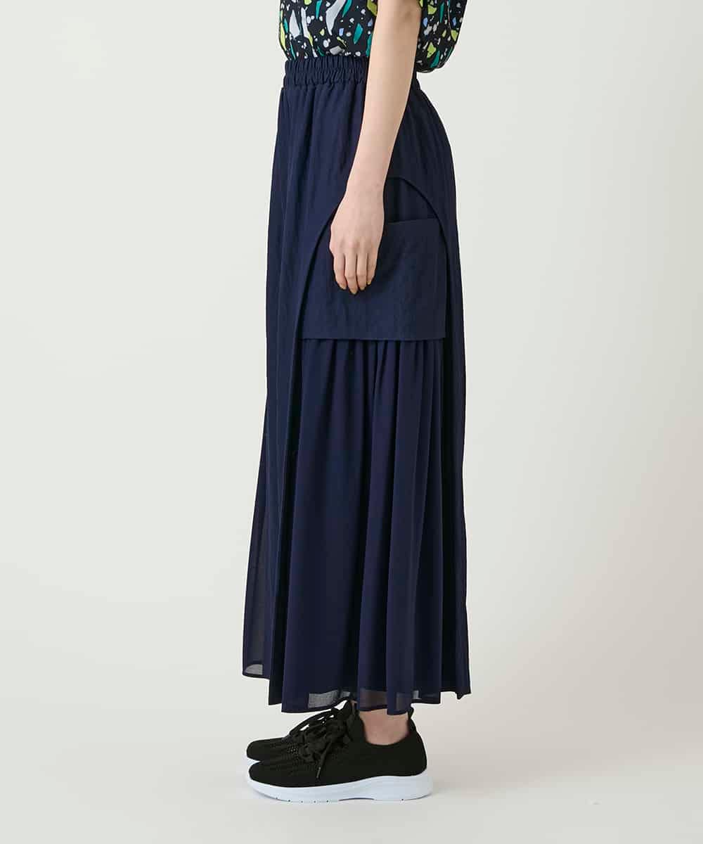 RBLGE58290 HIROKO BIS(ヒロコ ビス) 異素材ジョイントデザインワイドパンツ ネイビー