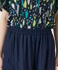 RBLGE58290 HIROKO BIS(ヒロコ ビス) 異素材ジョイントデザインワイドパンツ ネイビー