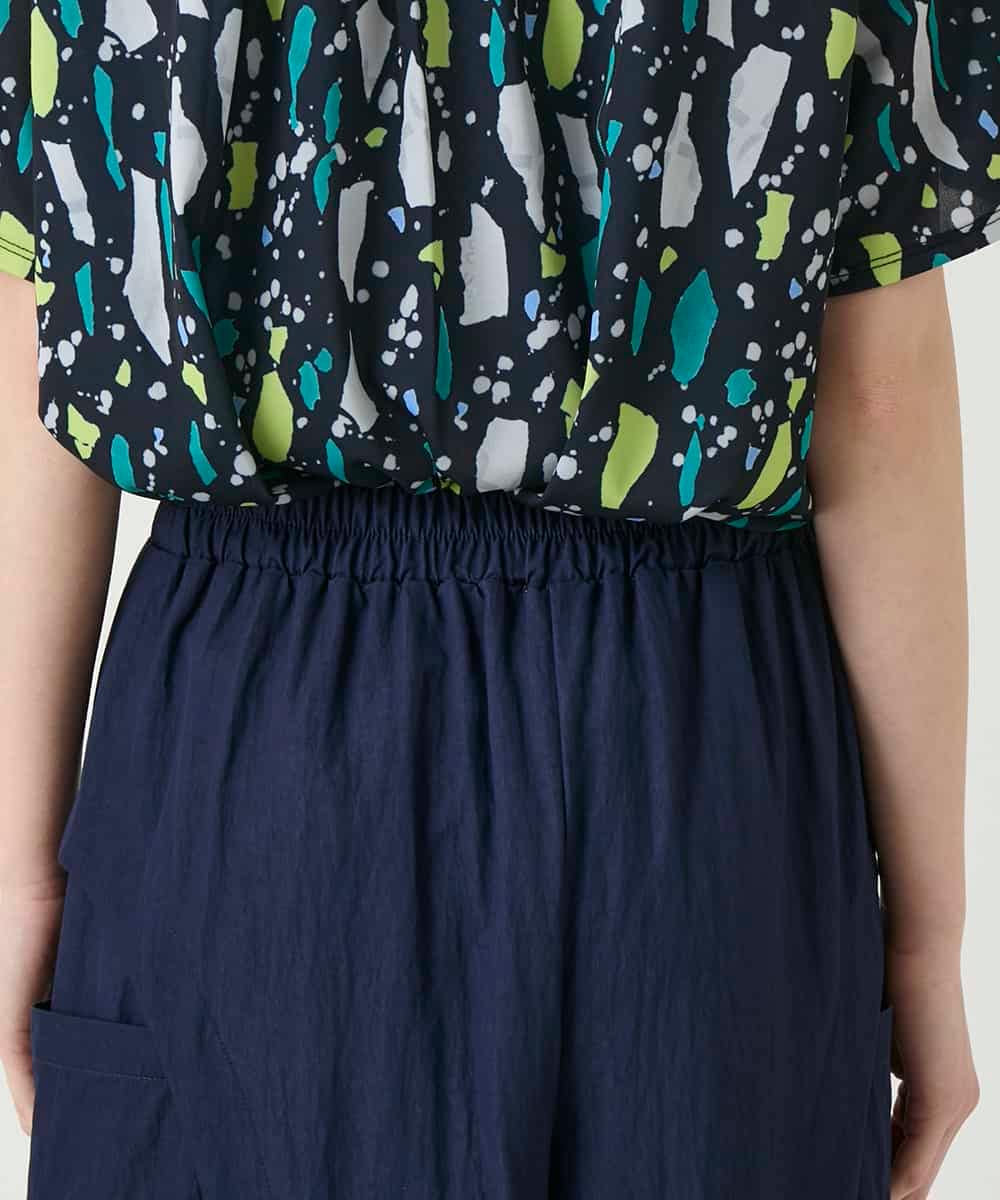 RBLGE58290 HIROKO BIS(ヒロコ ビス) 異素材ジョイントデザインワイドパンツ ネイビー