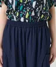 RBLGE58290 HIROKO BIS(ヒロコ ビス) 異素材ジョイントデザインワイドパンツ ネイビー