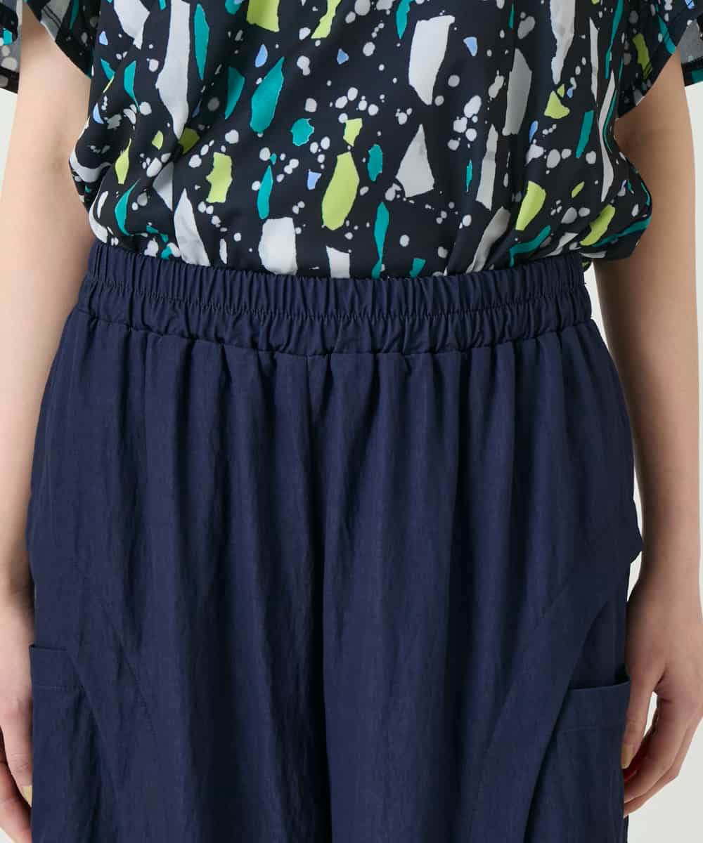 RBLGE58290 HIROKO BIS(ヒロコ ビス) 異素材ジョイントデザインワイドパンツ ネイビー