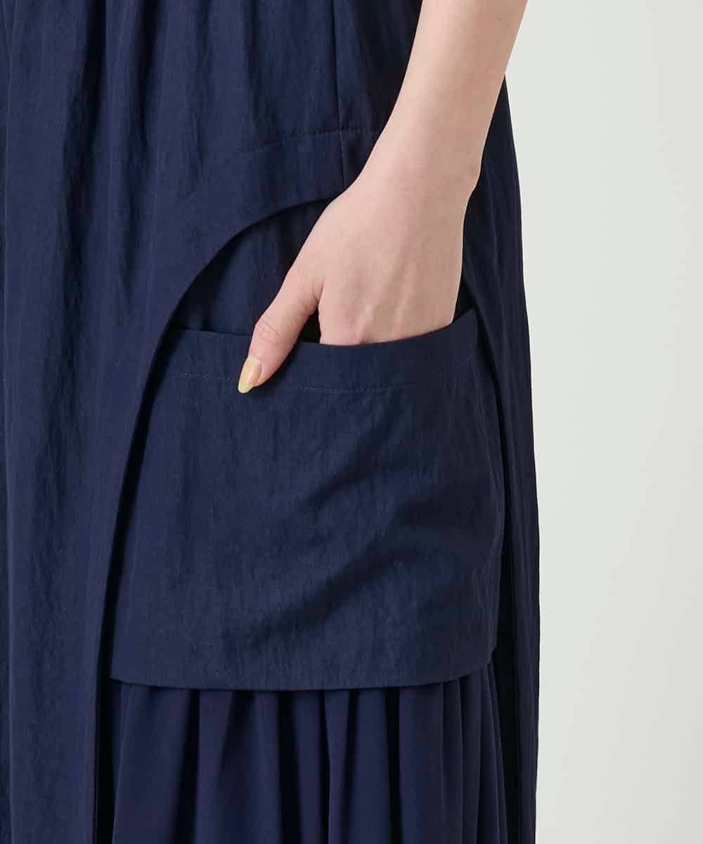 RBLGE58290 HIROKO BIS(ヒロコ ビス) 異素材ジョイントデザインワイドパンツ ネイビー