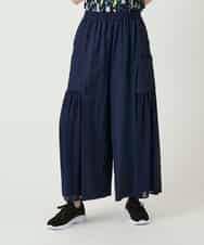 RBLGE58290 HIROKO BIS(ヒロコ ビス) 異素材ジョイントデザインワイドパンツ ネイビー