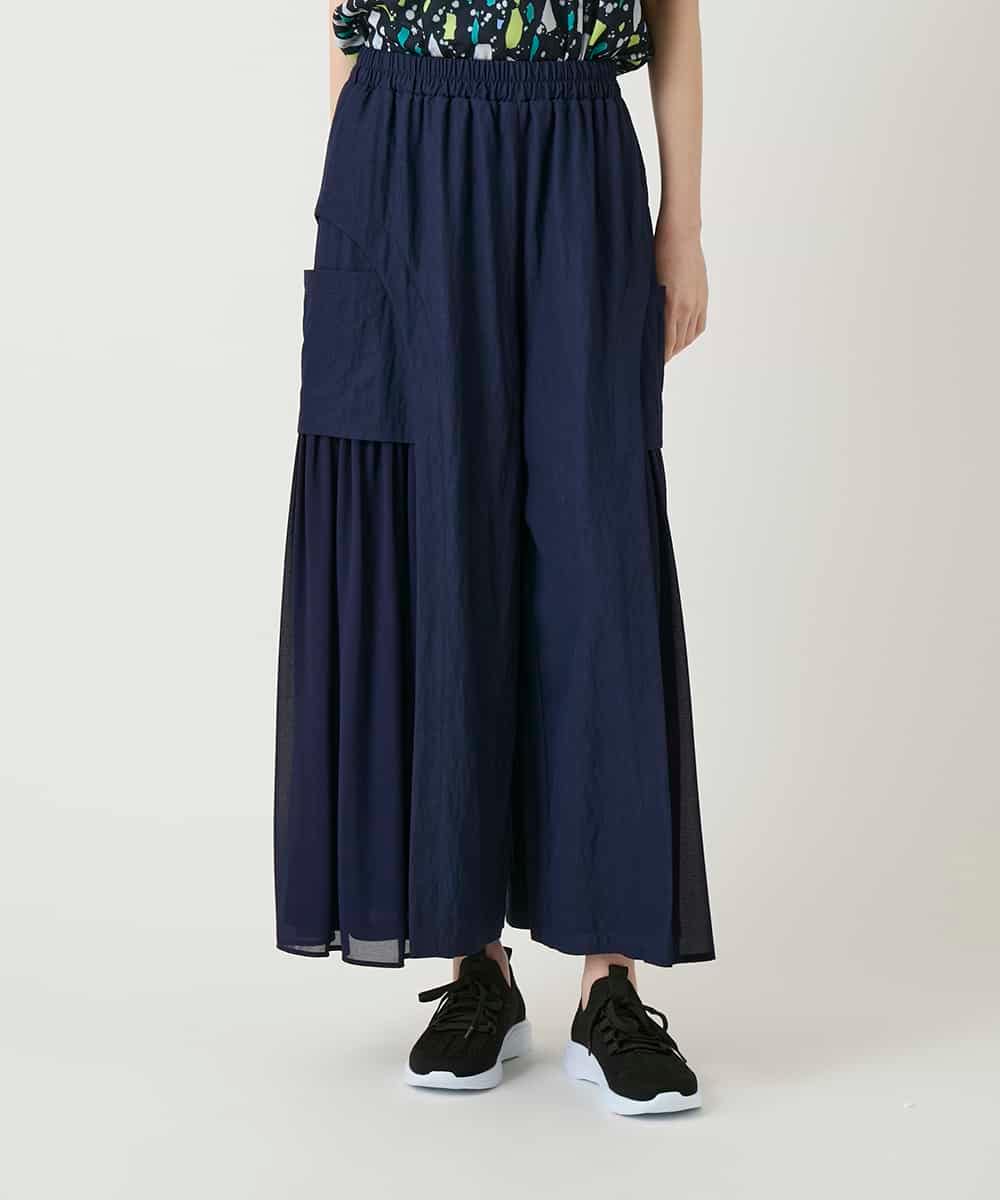 RBLGE58290 HIROKO BIS(ヒロコ ビス) 異素材ジョイントデザインワイドパンツ ネイビー
