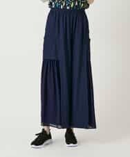 RBLGE58290 HIROKO BIS(ヒロコ ビス) 異素材ジョイントデザインワイドパンツ ネイビー