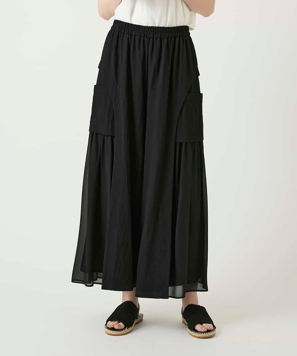 RBLGE58290 HIROKO BIS(ヒロコ ビス) 異素材ジョイントデザインワイドパンツ ブラック