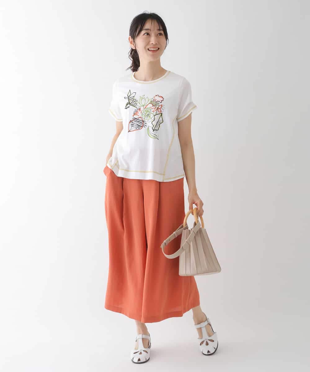 RBLGT02260 HIROKO BIS(ヒロコ ビス) 【洗濯機で洗える】ドライタッチフレアシルエットパンツ オレンジ
