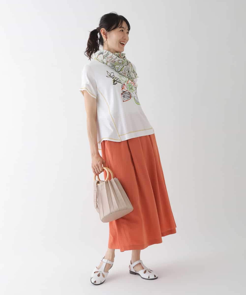RBLGT02260 HIROKO BIS(ヒロコ ビス) 【洗濯機で洗える】ドライタッチフレアシルエットパンツ オレンジ