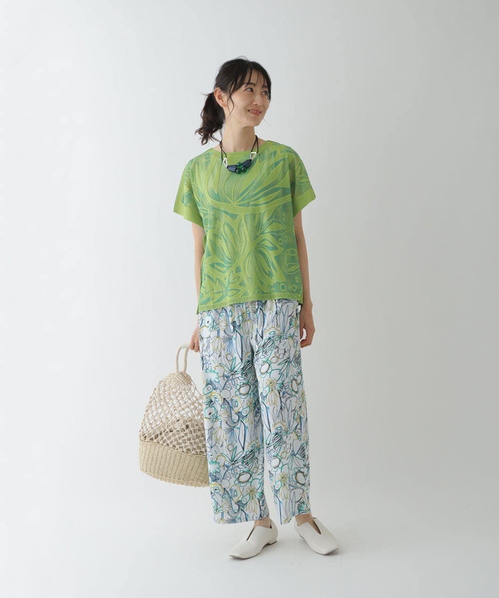 RBLGT25330 HIROKO BIS(ヒロコ ビス) 【洗濯機で洗える】アートプリントフレアパンツ オレンジ
