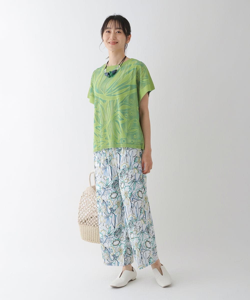 RBLGT25330 HIROKO BIS(ヒロコ ビス) 【洗濯機で洗える】アートプリントフレアパンツ オレンジ
