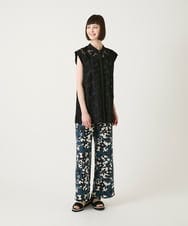 RBLHE13290 HIROKO BIS(ヒロコ ビス) 【先行予約】フラワープリントサイドラインデザインパンツ ブルー