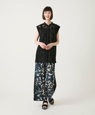 RBLHE13290 HIROKO BIS(ヒロコ ビス) 【先行予約】フラワープリントサイドラインデザインパンツ ブルー