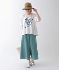 RBLHS26260 HIROKO BIS(ヒロコ ビス) 【洗濯機で洗える】リネンライクボリュームワイドパンツ グリーン