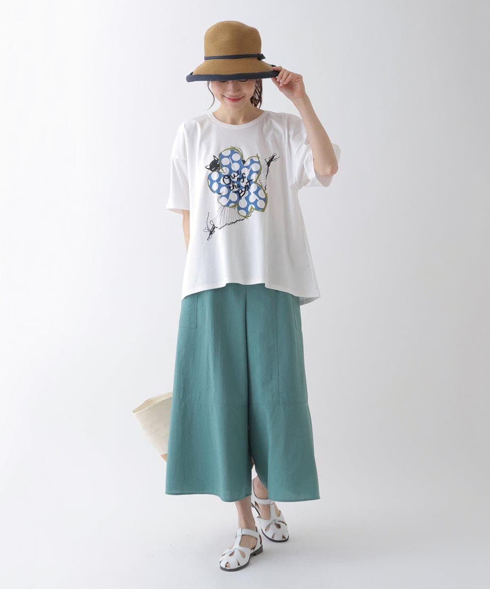 RBLHS26260 HIROKO BIS(ヒロコ ビス) 【洗濯機で洗える】リネンライクボリュームワイドパンツ グリーン