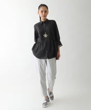 RBLJB55190 HIROKO BIS(ヒロコ ビス) アブストラクトデザインチェックパンツ ネイビー
