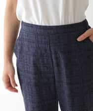 RBLJB55190 HIROKO BIS(ヒロコ ビス) アブストラクトデザインチェックパンツ ネイビー