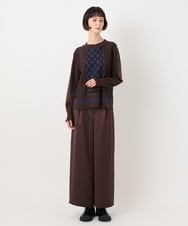 RBLLT25260 HIROKO BIS(ヒロコ ビス) 艶サテンワイドシルエットパンツ ブラウン