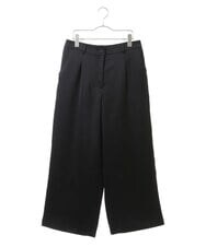 RBLLT25260 HIROKO BIS(ヒロコ ビス) 艶サテンワイドシルエットパンツ ブラック