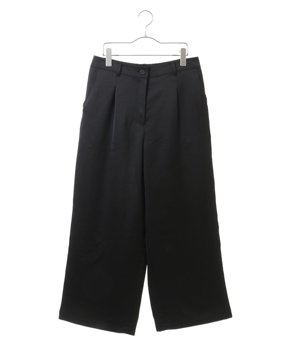 RBLLT25260 HIROKO BIS(ヒロコ ビス) 艶サテンワイドシルエットパンツ ブラック