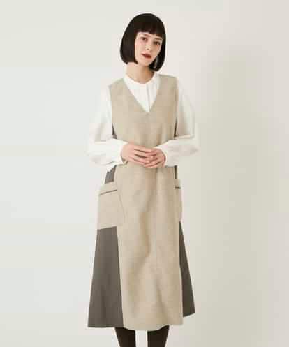 RBPAD27330 HIROKO BIS 異素材Vネックジャンパースカート /洗える