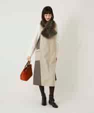 RBPAD27330 HIROKO BIS(ヒロコ ビス) 異素材Vネックジャンパースカート /洗える ベージュ