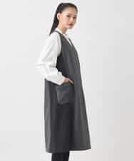 RBPAD27330 HIROKO BIS(ヒロコ ビス) 異素材Vネックジャンパースカート /洗える グレー