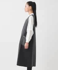 RBPAD27330 HIROKO BIS(ヒロコ ビス) 異素材Vネックジャンパースカート /洗える グレー