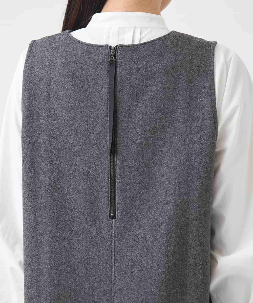 RBPAD27330 HIROKO BIS(ヒロコ ビス) 異素材Vネックジャンパースカート /洗える グレー