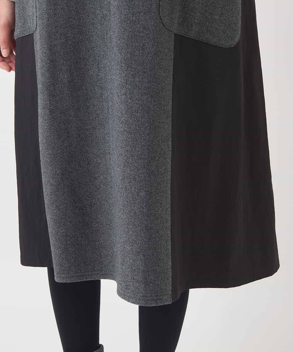 RBPAD27330 HIROKO BIS(ヒロコ ビス) 異素材Vネックジャンパースカート /洗える グレー