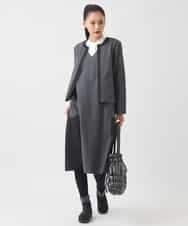 RBPAD27330 HIROKO BIS(ヒロコ ビス) 異素材Vネックジャンパースカート /洗える グレー