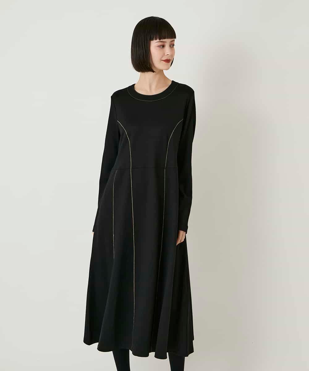 RBPAE42490 HIROKO BIS(ヒロコ ビス) ラインアクセント切り替えデザインポンチワンピース ブラック