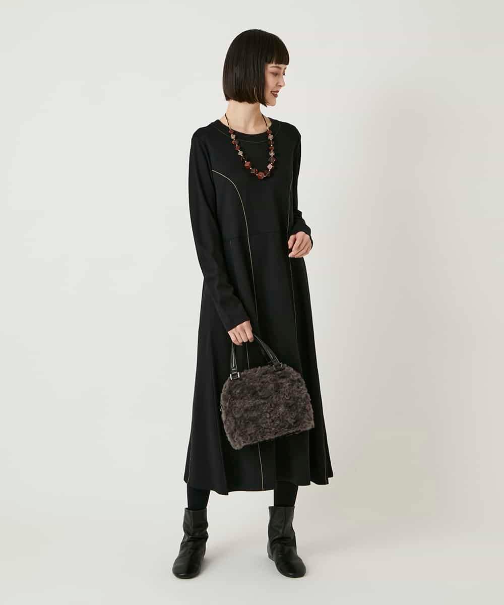 RBPAE42490 HIROKO BIS(ヒロコ ビス) ラインアクセント切り替えデザインポンチワンピース ブラック