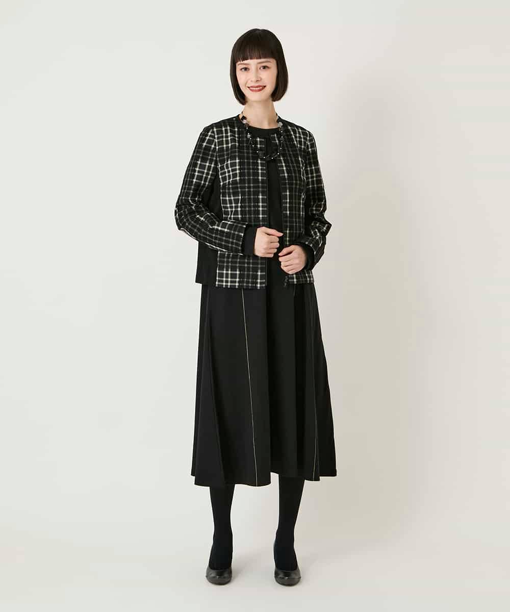 RBPAE42490 HIROKO BIS(ヒロコ ビス) ラインアクセント切り替えデザインポンチワンピース ブラック