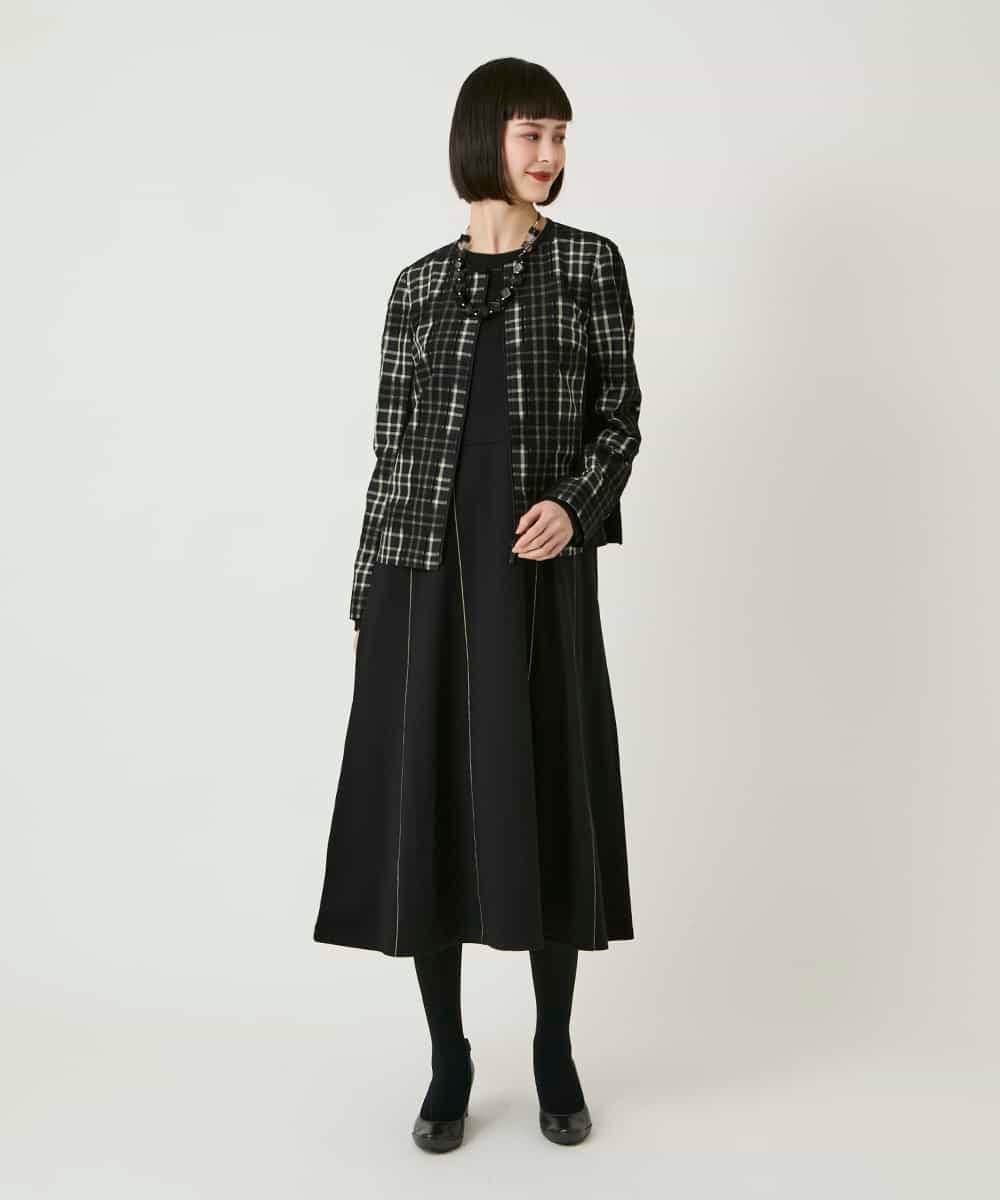 RBPAE42490 HIROKO BIS(ヒロコ ビス) ラインアクセント切り替えデザインポンチワンピース ブラック