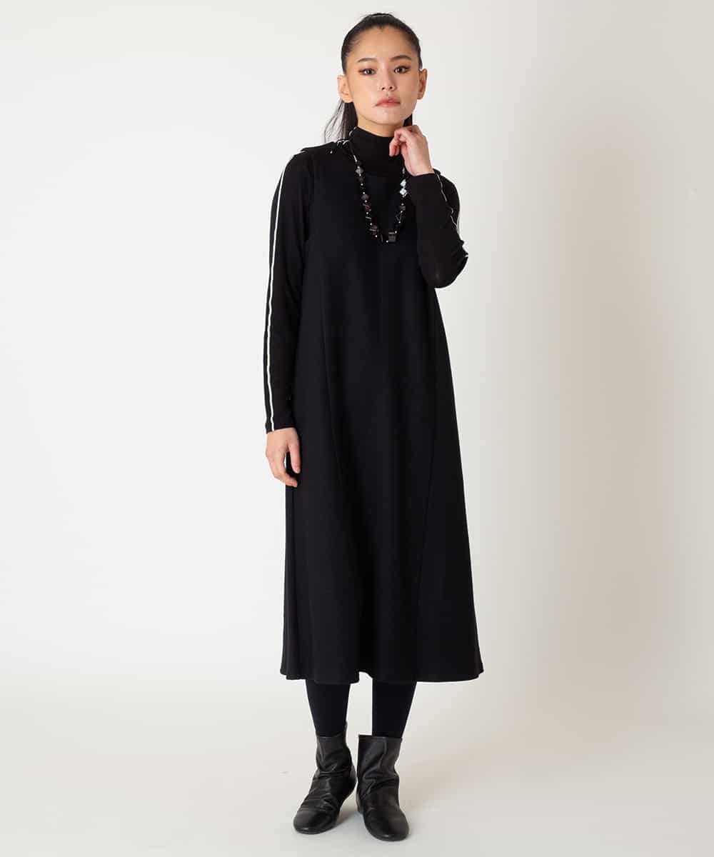 RBPAF02390 HIROKO BIS(ヒロコ ビス) スムースウールAラインジャンパースカート ブラック