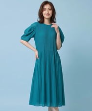 RBPGA02390 HIROKO BIS(ヒロコ ビス) 【接触冷感】ランダムプリーツワンピース /洗える グリーン