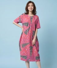 RBPGA12330 HIROKO BIS(ヒロコ ビス) デザインコクーンワンピース /洗濯機で洗える レッド