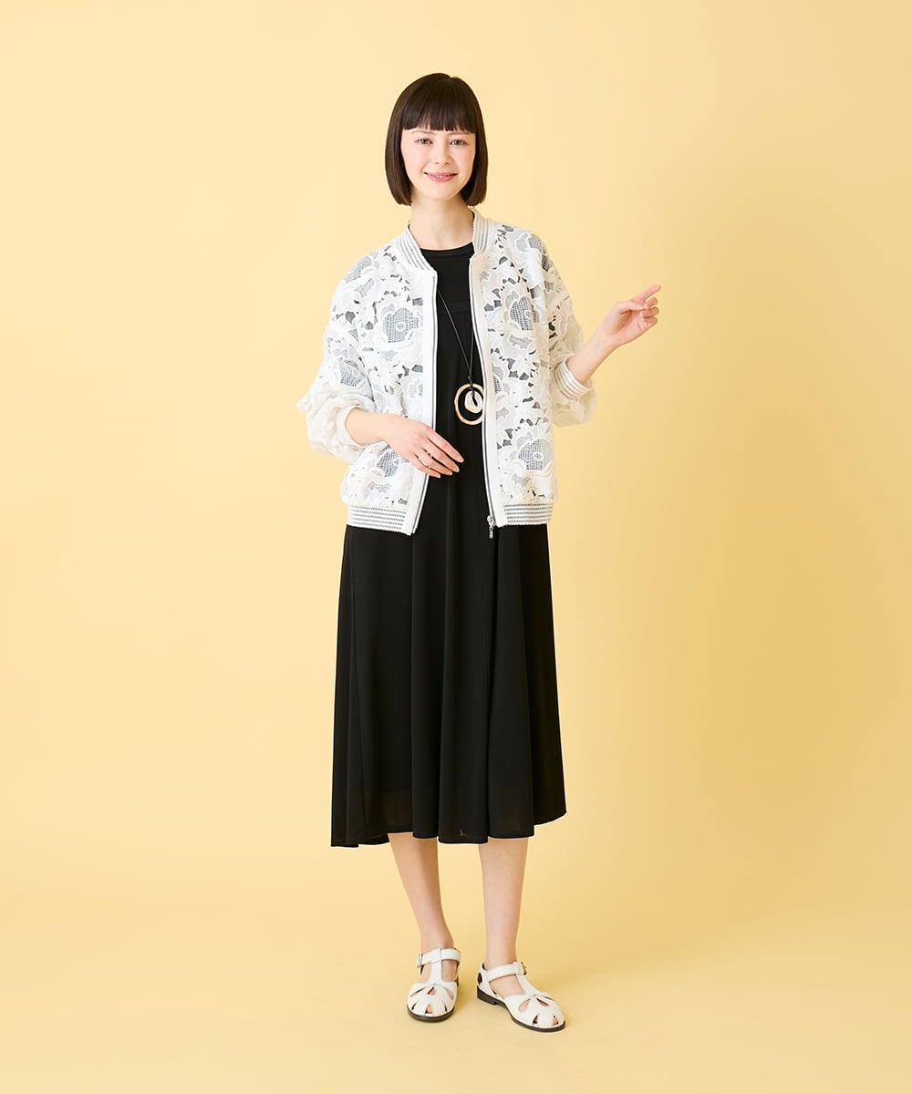 RBPGE02390 HIROKO BIS(ヒロコ ビス) 【先行予約】ケープスリーブデザインワンピース ブラック