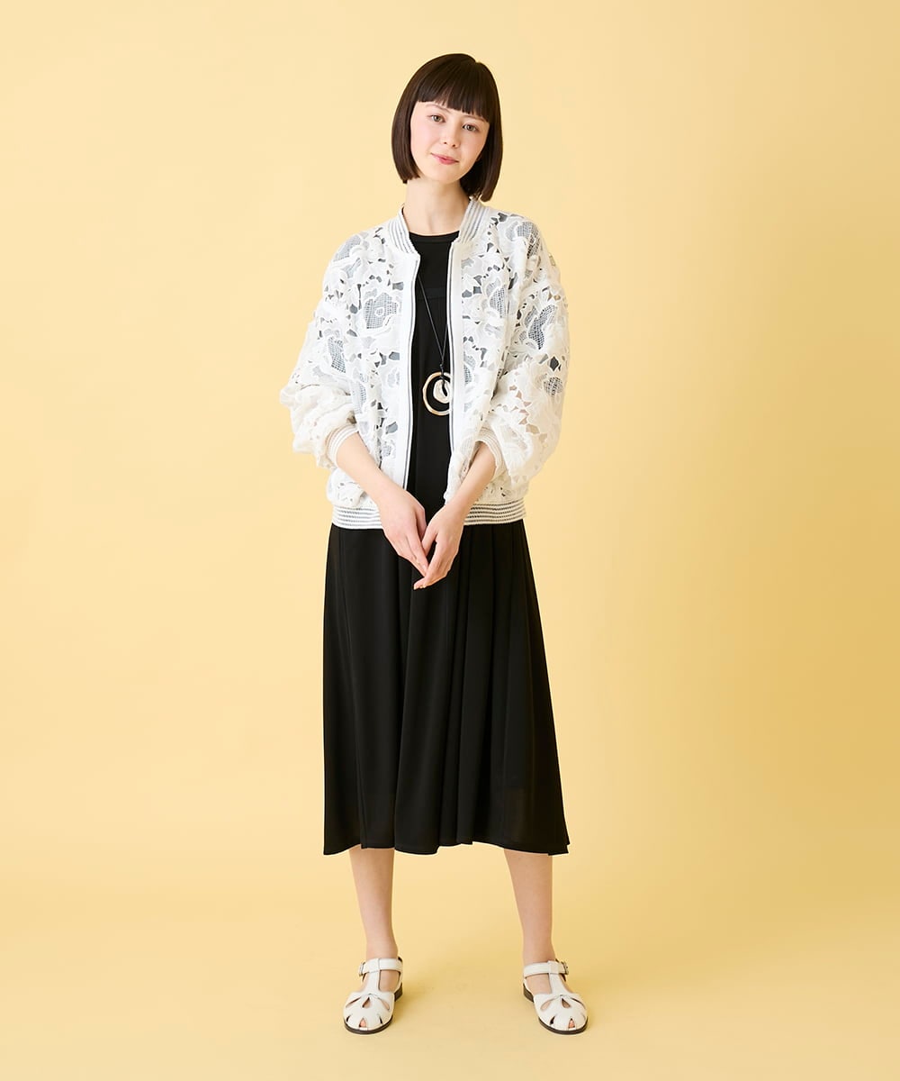 RBPGE02390 HIROKO BIS(ヒロコ ビス) 【先行予約】ケープスリーブデザインワンピース ブラック